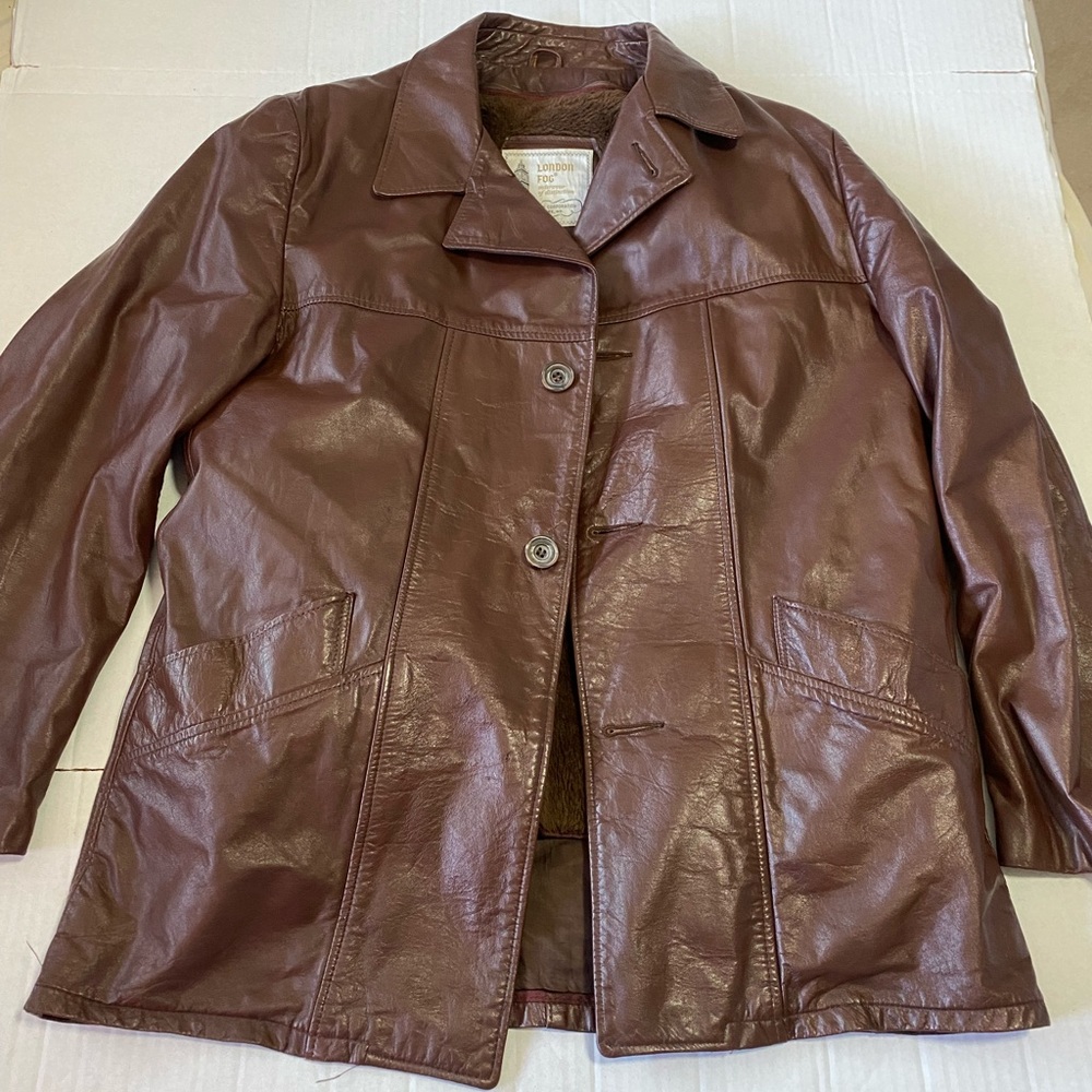 vintage london fog brown leather jacket